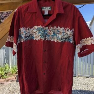 Tropical Red Floral Men's Casual Shirt
